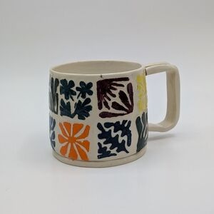 Hand-Painted Ceramic Mug With Retro Floral Designs